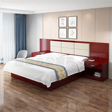 快捷酒店板式家具定制加工 客房标间床桌椅衣柜设计