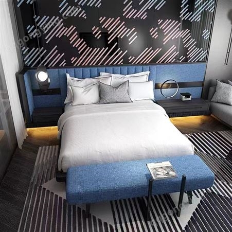 现代风民宿床多层贴实木皮油漆板式床酒店家具床多层板卧室主卧床