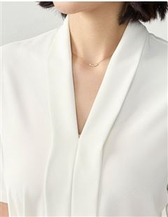 白色高级感v领短袖衬衣女新款修身夏季面试职业正装衬衫