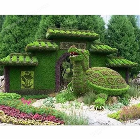 轩昂园艺 专注制作大型五色草造型工程 仿真动物绿雕造型