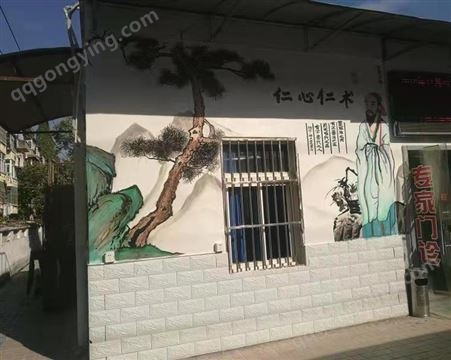 国潮江南水乡墙面绘画专业彩绘服务美化空间环境