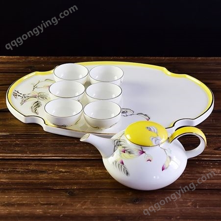 骨瓷茶具 创意金边陶瓷茶杯 商务礼品茶杯具套装