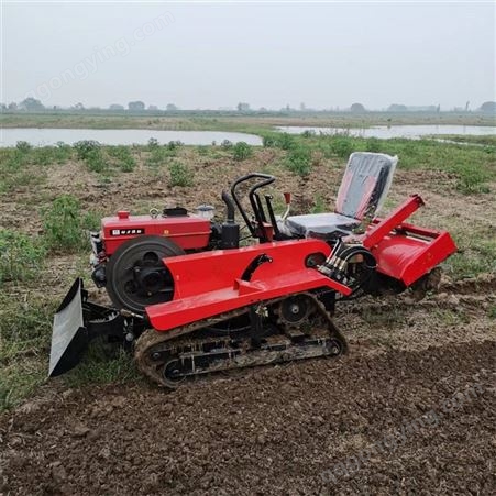自走式履带微耕机 全自动小型耕地机 四缸柴油打田机