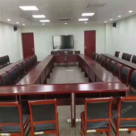 中式简约会议桌 现代长桌椅 定制木质桌子 员工培训用