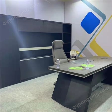 大班桌 老板办公桌子定制 简约大气 现代桌椅组合配套 黑色纹路