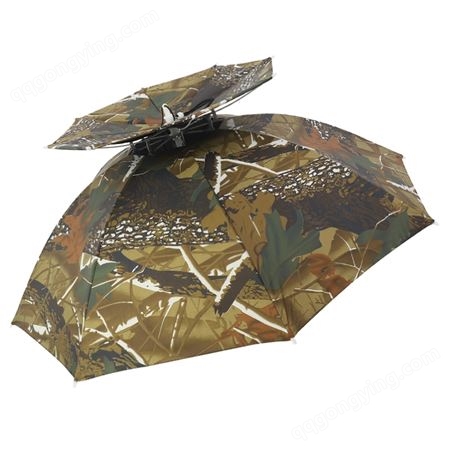 头戴雨伞帽 双层黑胶头顶式户外伞钓鱼遮阳伞遮雨帽渔具 伞帽斗笠