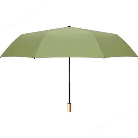 新款纯色黑胶折叠防晒遮阳伞木柄广告伞晴雨伞印LOGO户外宣传雨伞