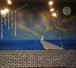 餐厅文化墙手绘墙绘 涂鸦 3D立体画 浮雕彩绘 水电安装