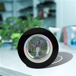 圆环形塑胶创意科技带灯光旋转磁悬浮圆形相框
