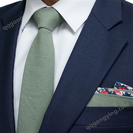 TONIVANI-06素色花双面领带 棉领带手帕整套 男士西服配件批发