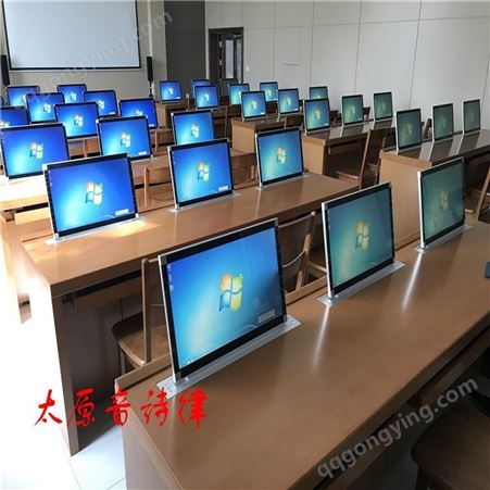电教室桌面显示屏升降器 支持22到32寸常规显示器 防夹手功能