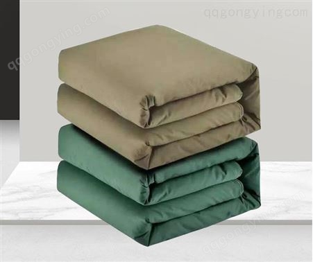 热熔棉纯棉被橄榄绿被子军绿色棉被褥单人被